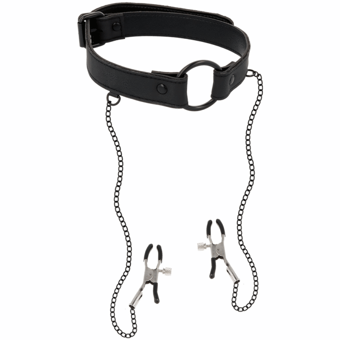 FETISH SUBMISSIVE - ANEL DE GAG COM GRAMPOS DE BICO