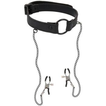FETISH SUBMISSIVE - ANEL DE GAG COM GRAMPOS DE BICO
