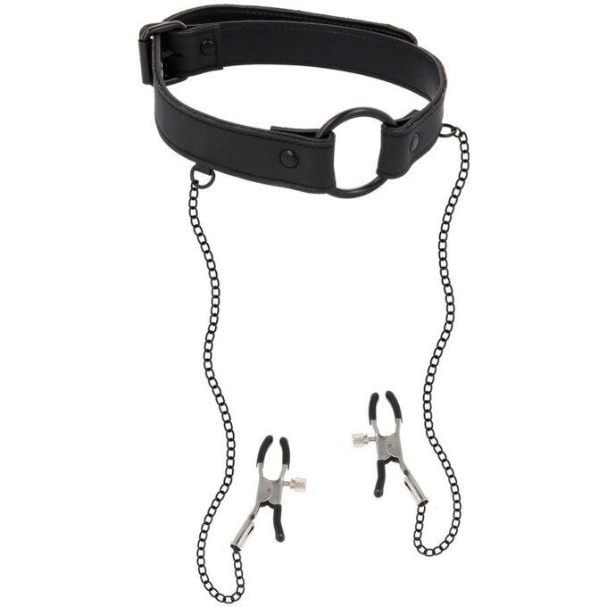 FETISH SUBMISSIVE - ANEL DE GAG COM GRAMPOS DE BICO