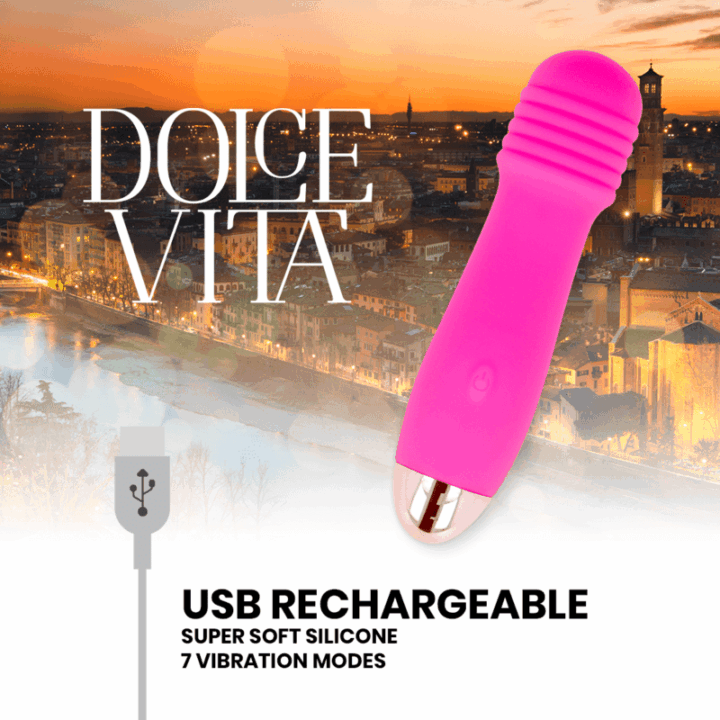 DOLCE VITA - VIBRADOR RECARREGÁVEL DE TRÊS VELOCIDADES PINK 7