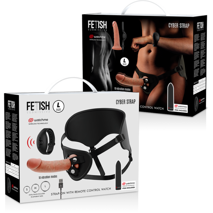 Fetish Submissive Cyber Strap - Harness With Dildo And Bullet Remote Control Watchme L Technology