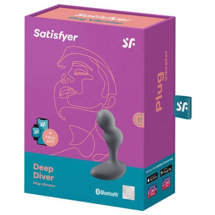 SATISFYER - APLICATIVO DE PLUGUE VIBRATÓRIO DEEP DIVER CINZA