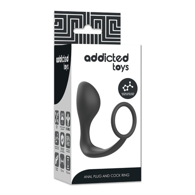 Addicted Toys - Anal Plug With Black Silicone Ring 12 Cm