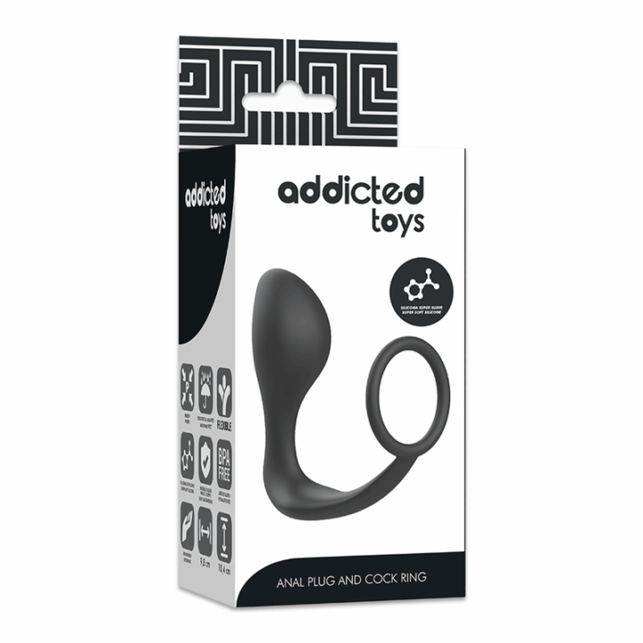ADDICTED TOYS - PLUG ANAL - COM ANEL DE SILICONE PRETO 12 CM