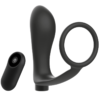 Addicted Toys - Penis Ring With Remote Control Anal Plug Black Rechargeable