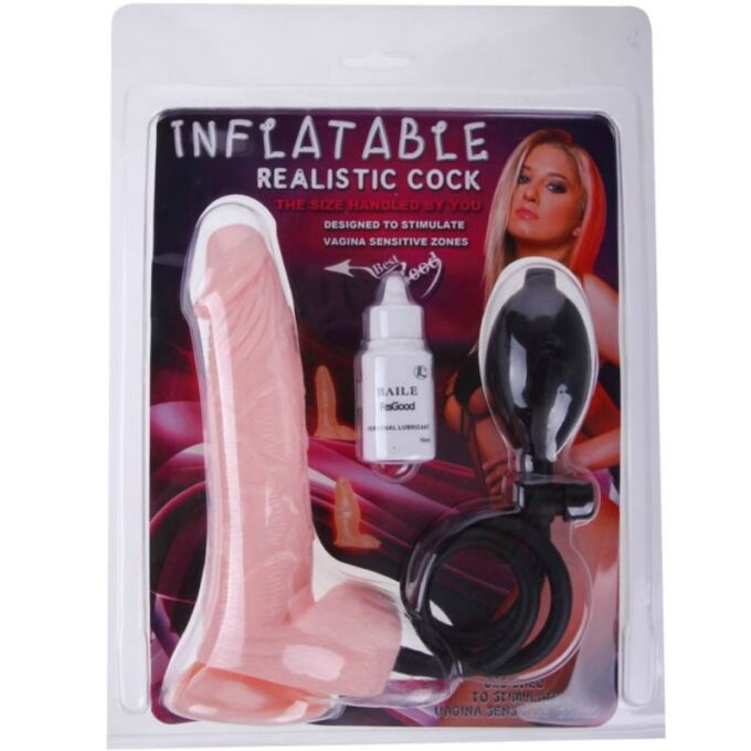 Baile - Inflatable Realistic Dildo With Suction Cup 15 Cm