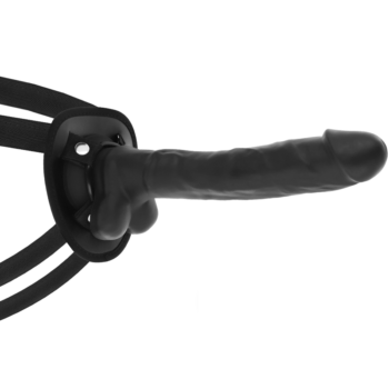 Cock Miller - Harness + Silicone Density Articulable Cocksil Black 24 Cm
