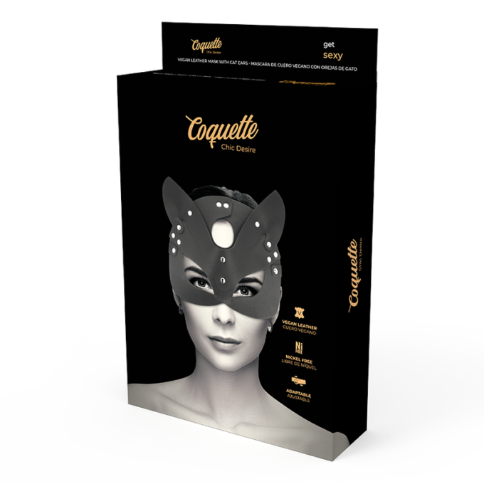 Coquette Chic Desire - Vegan Leather Mask With Cat Ears