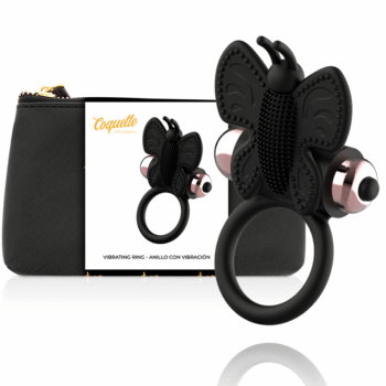 COQUETTE CHIC DESIRE - ANEL BORBOLETA COM VIBRADOR PRETO/ OURO