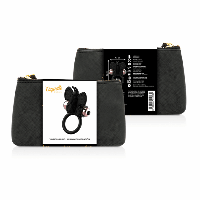 COQUETTE CHIC DESIRE - ANEL BORBOLETA COM VIBRADOR PRETO/ OURO