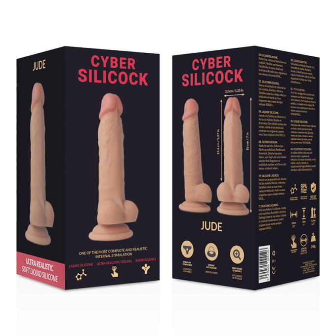 Cyber Silicock - Jude Ultra Realistic Soft Liquid Silicone 18 Cm -o- 3.2 Cm