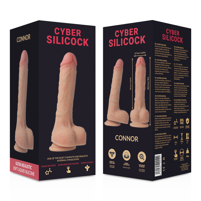 Cyber Silicock - Strap-on Connor Liquid Silicone With 3 Rings Free 20.5 Cm -o- 3.7 Cm