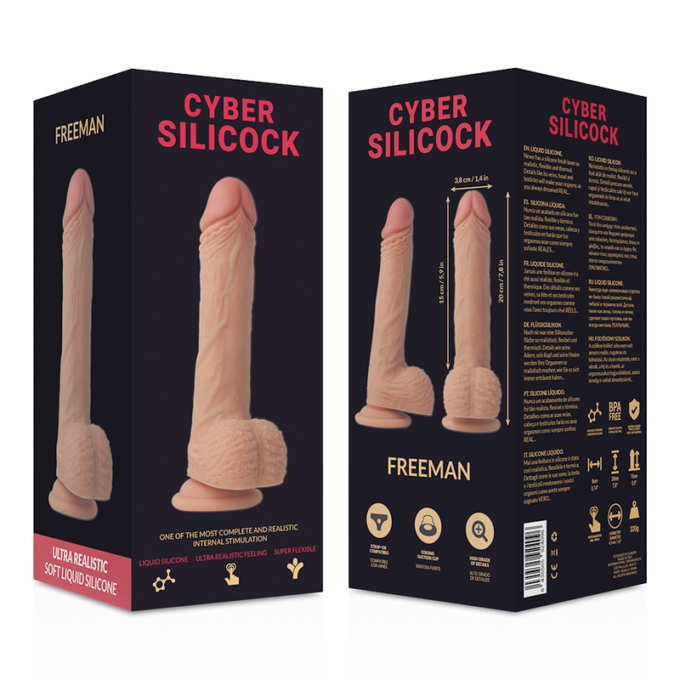 Cyber Silicock - Strap-on Freeman Liquid Silicone With 3 Rings Free 20 Cm -o- 3.8 Cm