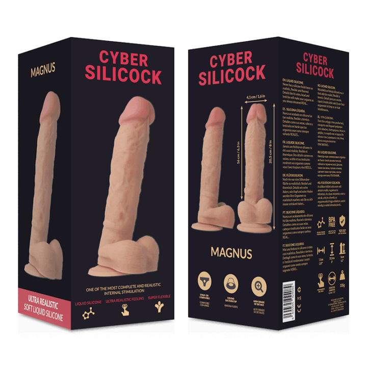 CYBER SILICOCK - STRAP-ON MAGNUS LIQUID SILICONE COM 3 ANÉIS GRTIS 20.5 CM -O- 4.1 CM