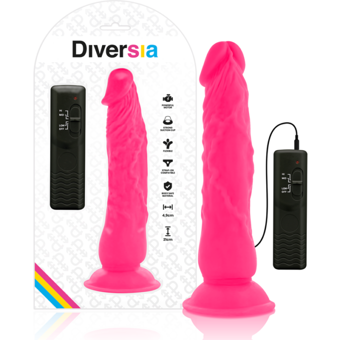 Diversia - Flexible Vibrating Dildo Pink 21 Cm -o- 4.9 Cm