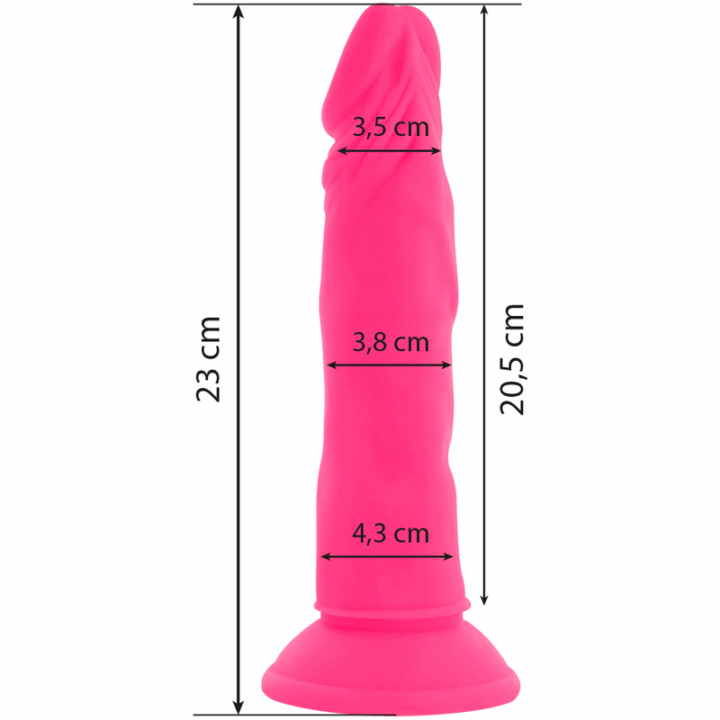 DIVERSIA - DILDO FLEXÍVE COM VIBRAO ROSA 23 CM -O- 4.3 CM