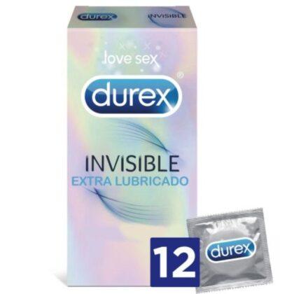 DUREX - PRESERVATIVOS INVISÍVEIS EXTRA LUBRIFICADOS 12 UNIDADES