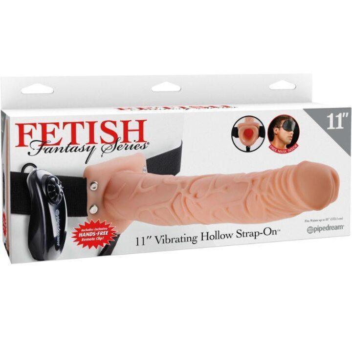 FETISH FANTASY SERIES - 11 HOLLOW STRAP-ON VIBRANDO COM BOLAS 27,9CM CARNE