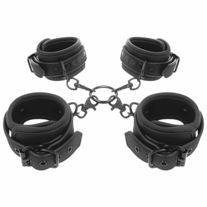 FETISH SUBMISSIVE - CONJUNTO DE ALGEMAS DE MÃOS E TORNOZELO COM FORRO DE NOPRENE
