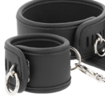 Fetish Submissive - Vegan Leather Necklace And Handcuffs With Noprene Lining