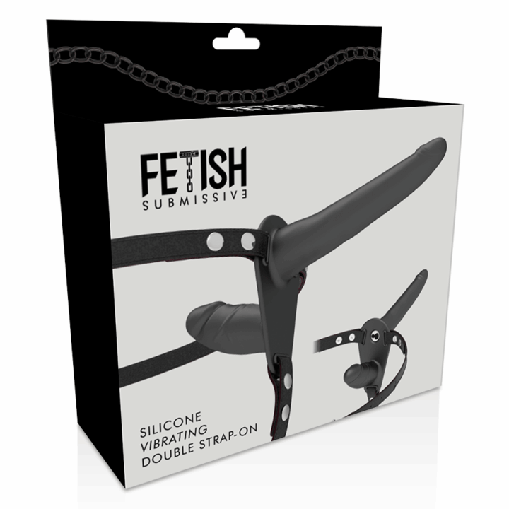 FETISH SUBMISSIVE HARNESS - VIBRADOR PRETO DE DUPLA PENETRAO