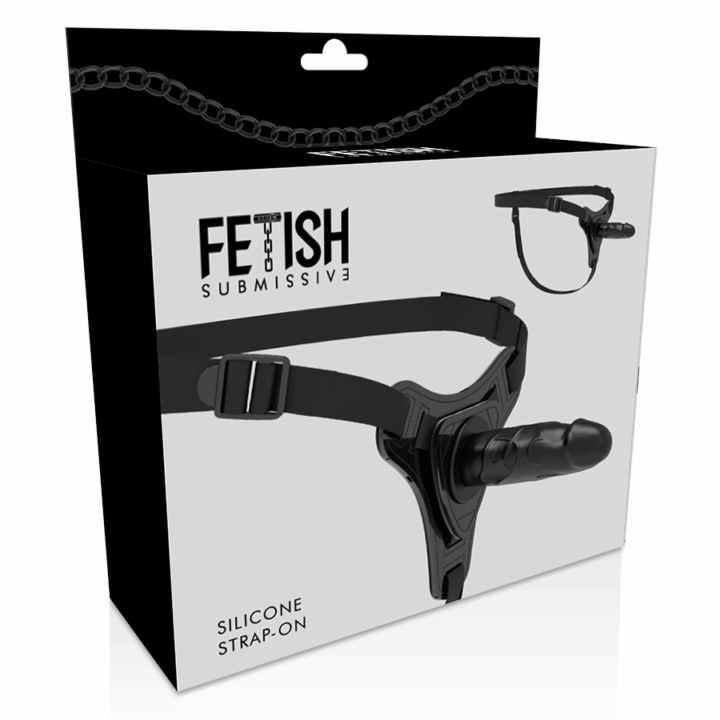 FETISH SUBMISSIVE HARNESS - SILICONE PRETO REALISTA 15 CM