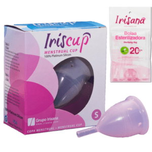 IRISCUP - COPO MÊS PEQUENO ROSA A + SACO ESTERILIZADOR GRATUITO