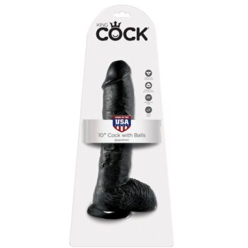 King Cock - 10 Dildo Black With Balls 25.4 Cm
