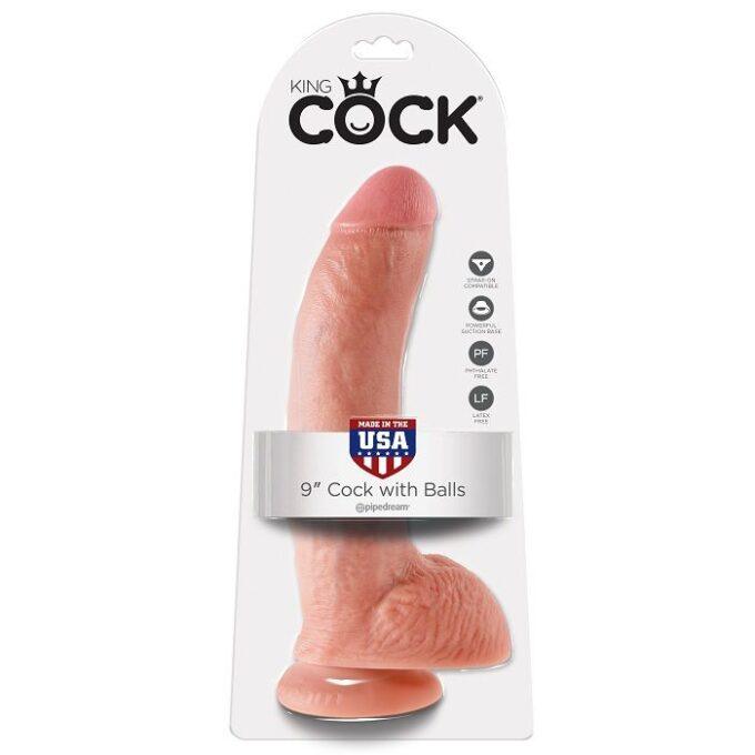 King Cock - 9 Dildo Flesh With Balls 22.9 Cm