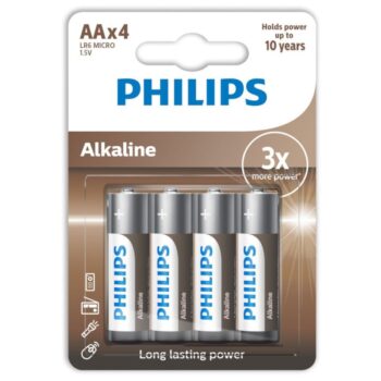 Philips - Alkaline Batteries Aa Lr6 Pack 4