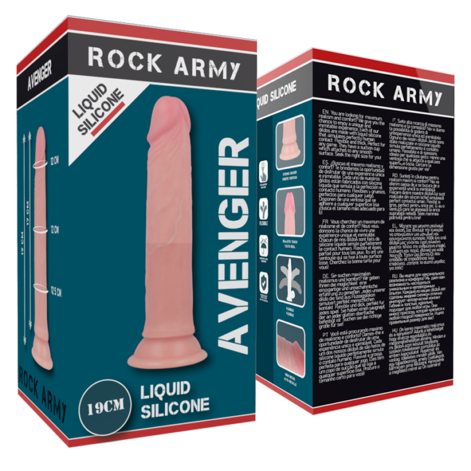 Rockarmy - Harness + Liquid Silicone Dildo Premium Avenger 19 Cm -o- 3.98 Cm