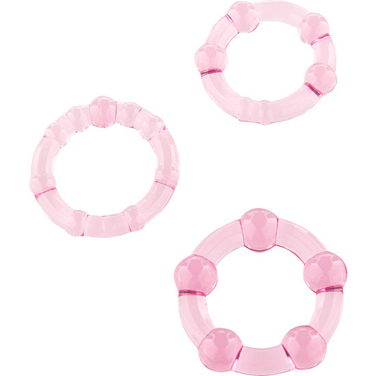 Seven Creations - Set Of Three Pink Penis Rings