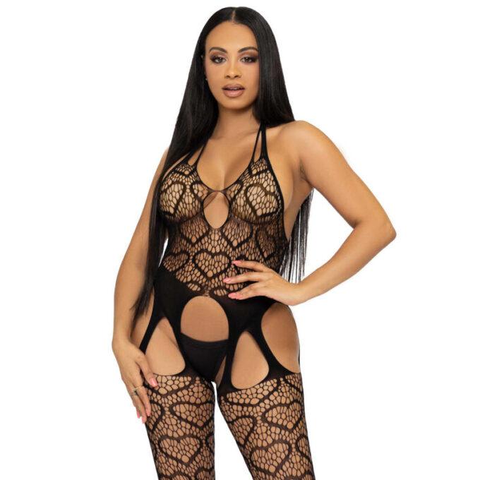 Leg Avenue - Net Suspender Bodystocking One Size - Red