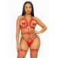 LEG AVENUE KINK STUDDED O-RING HARNESS TEDDY SIZE L - RED