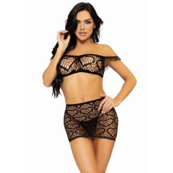 LEG AVENUE - CONJUNTO DE TRÊS PEAS, MINI SAIA E CORDO TAMANHO ÚNICO - VERMELHO