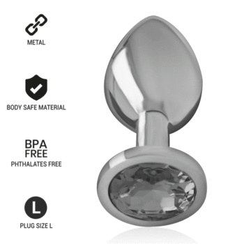 Intense - Aluminum Metal Anal Plug With Black Glass Size L