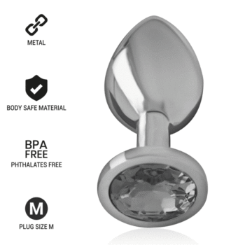 Intense - Aluminum Metal Anal Plug With Black Glass Size M