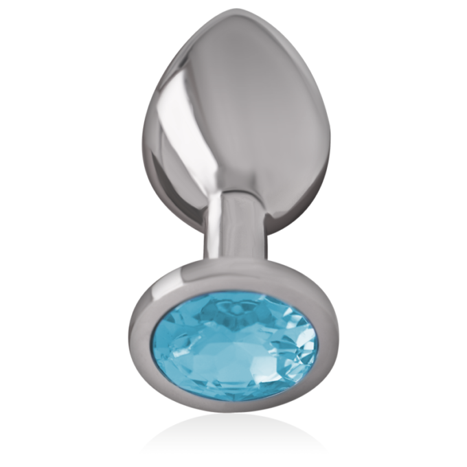 Intense - Aluminum Metal Anal Plug With Blue Crystal Size L