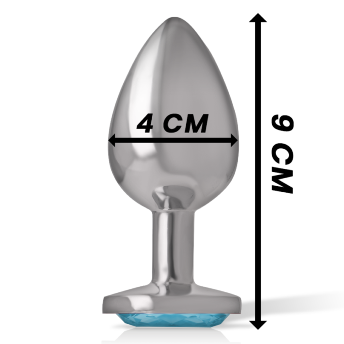 Intense - Aluminum Metal Anal Plug With Blue Crystal Size L