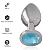 Intense - Aluminum Metal Anal Plug With Blue Crystal Size S