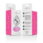 Intense - Aluminum Metal Anal Plug With Pink Crystal Size L