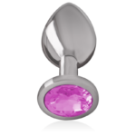 Intense - Aluminum Metal Anal Plug With Pink Crystal Size M