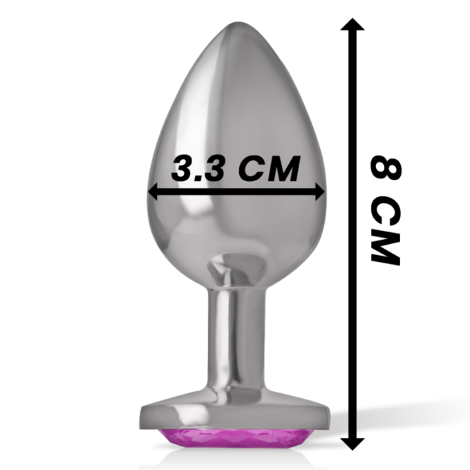 Intense - Aluminum Metal Anal Plug With Pink Crystal Size M