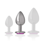 Intense - Aluminum Metal Anal Plug With Pink Crystal Size M