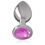 Intense - Aluminum Metal Anal Plug With Pink Crystal Size S