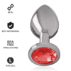 Intense - Aluminum Metal Anal Plug With Red Crystal Size L