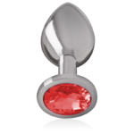 Intense - Metal Anal Plug With Red Crystal Size M