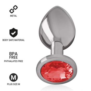 Intense - Metal Anal Plug With Red Crystal Size M