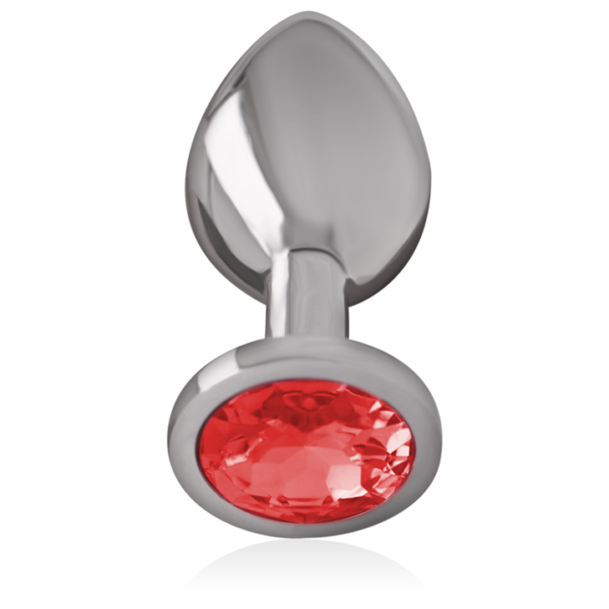 Intense - Aluminum Metal Anal Plug With Red Crystal Size S