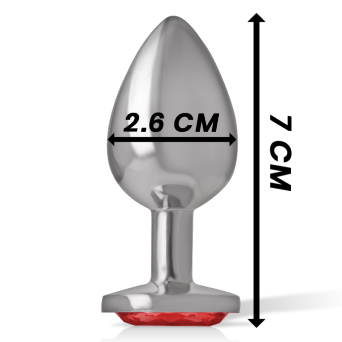 Intense - Aluminum Metal Anal Plug With Red Crystal Size S